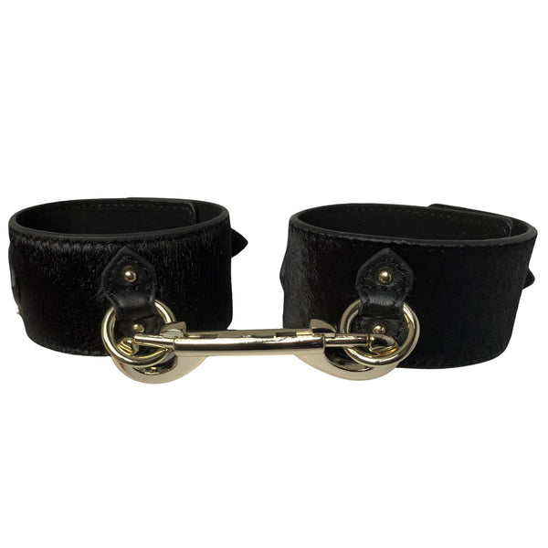 Pony Leather Ankle Cuffs Black