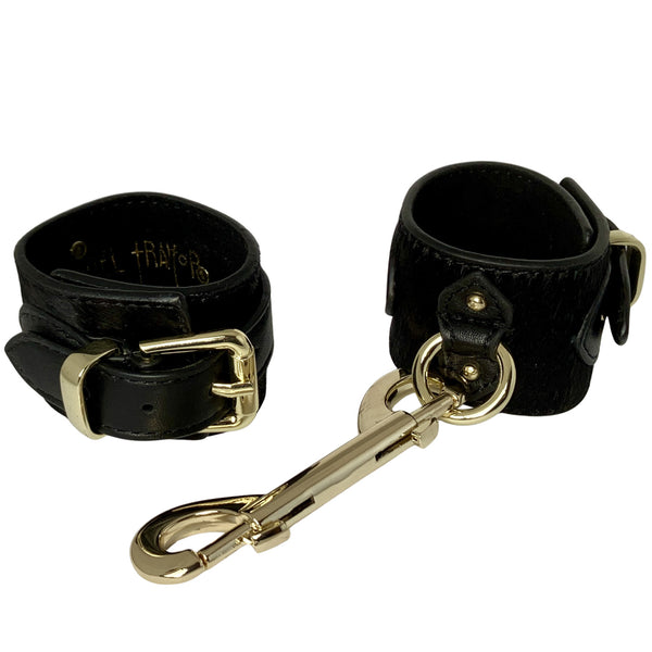 Pony Leather Wrist Cuffs Black