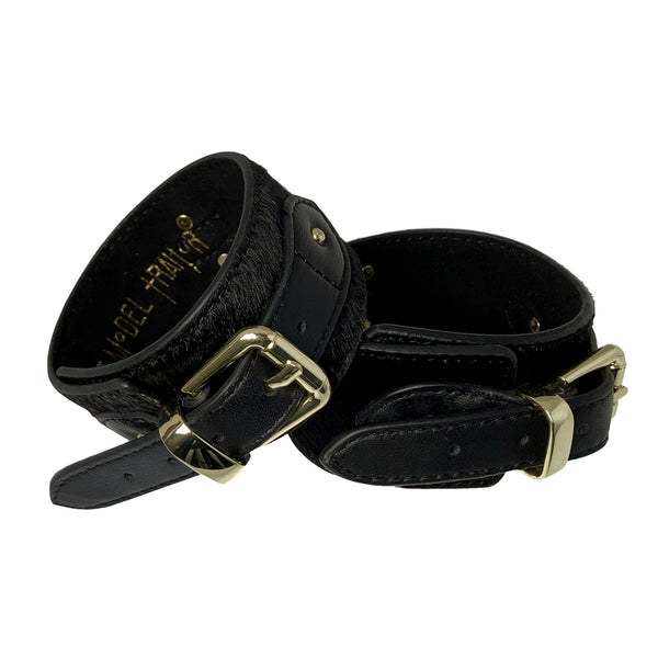 Pony Leather Ankle Cuffs Black