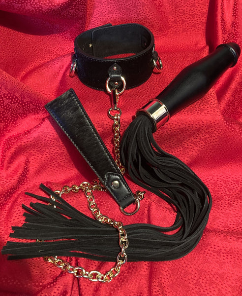 Satyr Black Suede Postulant Flogger